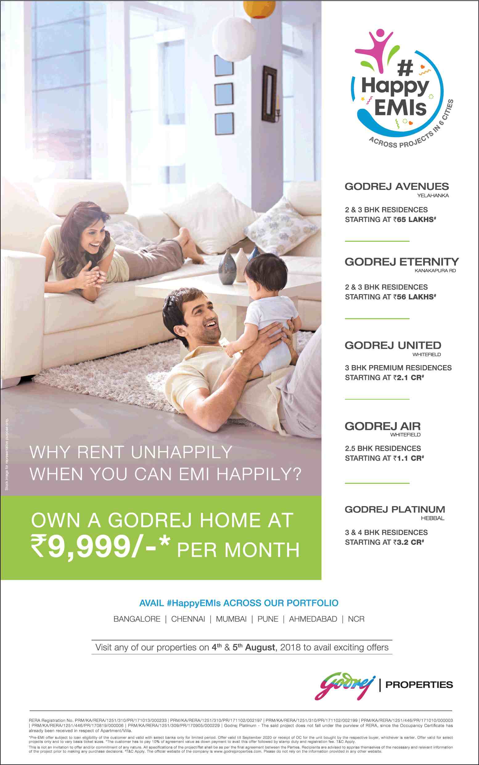 Own a Godrej Home @ just Rs. 9999 p.m. with Happy EMIs Offer in Bangalore Update